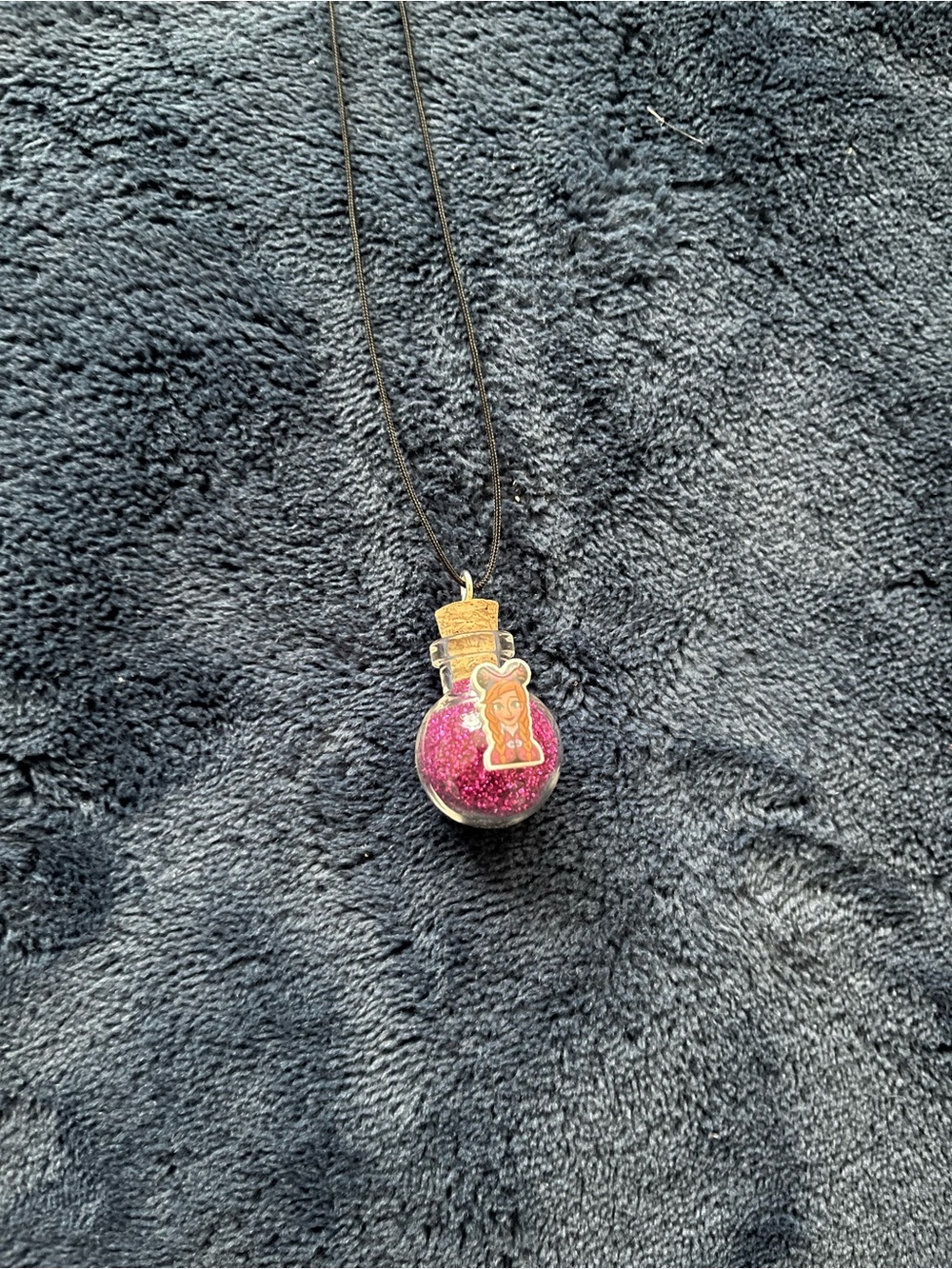 Disney Frozen Anna Inspired Glass Potion Fairy Bottle Necklace w/ Pendant